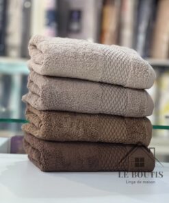 Serviette visage lisa,( pack 4 pièces)(100% Coton), Beige